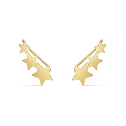 Three star plated silver climber trend earring