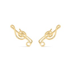 Treble clef plated silver climber trend earring