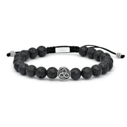 Men's bracelet with 8 mm volcanic stone beads with silver...