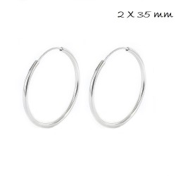 Silver hoop earring thread 2 x 35 mm