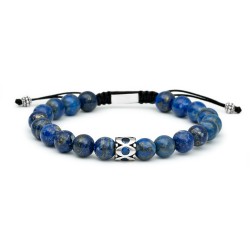 Men's bracelet with 8 mm lapis lazuli balls with silver...