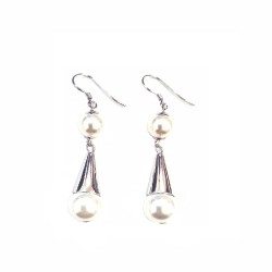 8 and 6 mm canarian pearl rhodium-plated silver earring...