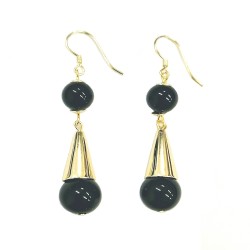 10 and 8mm hippie black canarian dairy plated silver earring