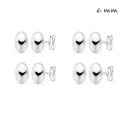 Silver 6 mm ball earring with pressure closure pack of 4...