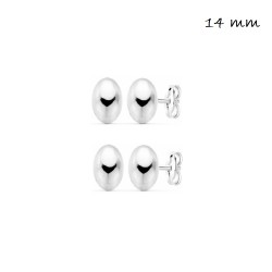 Silver 14 mm ball earring with pressure closure pack of 2...
