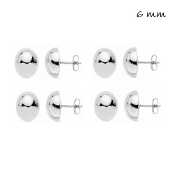 6 mm medium ball silver earring with pressure closure...