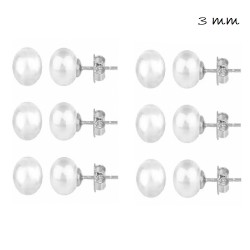 3 mm pearl silver earring with pressure closure pack of 6...