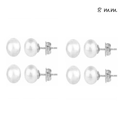 8 mm pearl silver earring with pressure closure pack of 4...