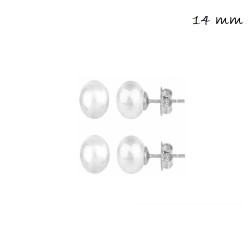 14 mm pearl silver earring with pressure closure pack of...