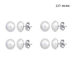 10 mm half-pearl silver earring with pressure closure...