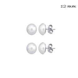 12 mm half-pearl silver earring with pressure closure...