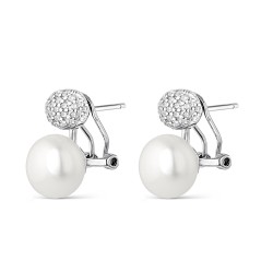 Rhodium-plated silver and 10 mm pearl earring you and me...