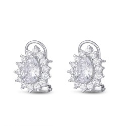 Rhodium-plated zirconia earring drop claws and 15 mm...