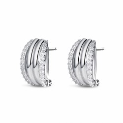 Four-line rhodium-plated zirconia earring combined with...