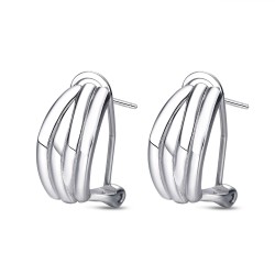 Rhodium-plated silver earring with four openwork flat...