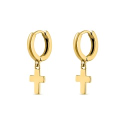Silver Plated 12mm Hoop Earring With 10 X 6mm Hanging Cross