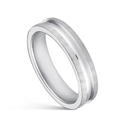Amore Comfort Wedding Ring In Rhodium Plated Silver With...