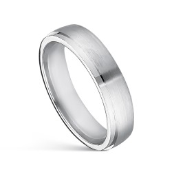 Amore Confort Wedding Ring In Flat Rhodium Plated Silver...