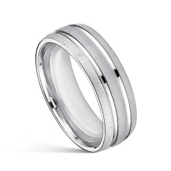 Amore Comfort Silver Rhodium Plated Ring With Two Shiny...