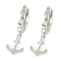 Uno Mas Hoop Earring 14 Mm With Hanging Anchor