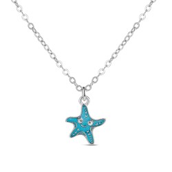 Pendant with rhodium-plated silver chain starfish 10 mm...