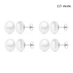 10 mm flat pearl silver earring with pressure closure...