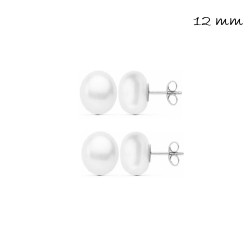 12 mm flat pearl silver earring with pressure closure...