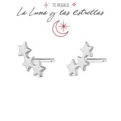 Mini stars rhodium plated silver earring with pressure...