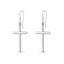 Silver cross earring of 30 x 20 mm and hippie clasp