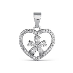 18 mm heart with flower zirconia pendant