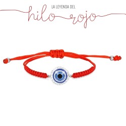 Red Knotted Silk Thread Bracelet With Turkish Eye With...