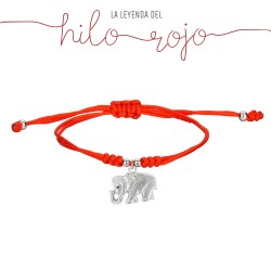 Red Knotted Silk Thread Bracelet With Hanging Elephant