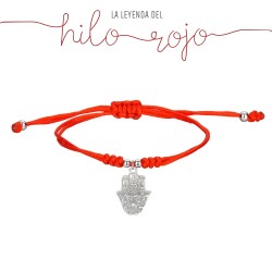Red Knotted Silk Thread Bracelet With Hanging Hand of Fatima