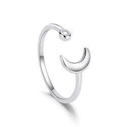 Top Trend rhodium-plated moon ring with zirconia
