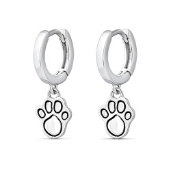 My Pet earring in rhodium-plated silver, 12 mm hoop with...