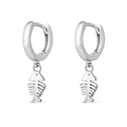 My Pet earring in rhodium-plated silver, 12 mm hoop with...