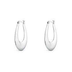 35mm narrow oval hoop silver earring