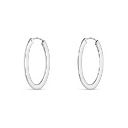 Silver flat oval hoop earring 5 x 40 mm
