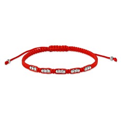 Knotted red thread bracelet with 3 mm balls