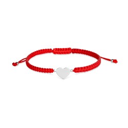 Knotted red thread bracelet with 14 mm heart