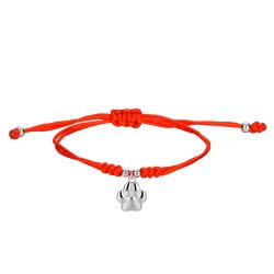 Knotted red string bracelet with dangling footprint 14 mm