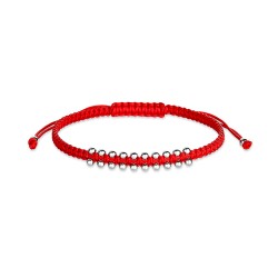 Knotted red thread bracelet with 3 mm balls