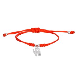 Bracelet cordon rouge noué avec pendentif Love 12 mm
