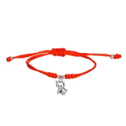 Bracelet fil rouge noué avec pendaison chat 12mm
