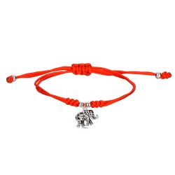 Knotted red string bracelet with hanging 12mm elephant