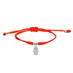 Knotted red string bracelet with 12mm hanging hamsa