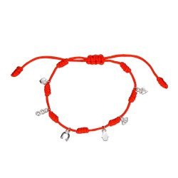 Red string bracelet seven knots with lucky charms