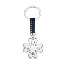 Lucky clover stainless steel Happy keyring