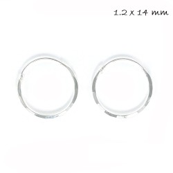 Plain Silver Faceted Hoop Earring 1.2 X 14mm
